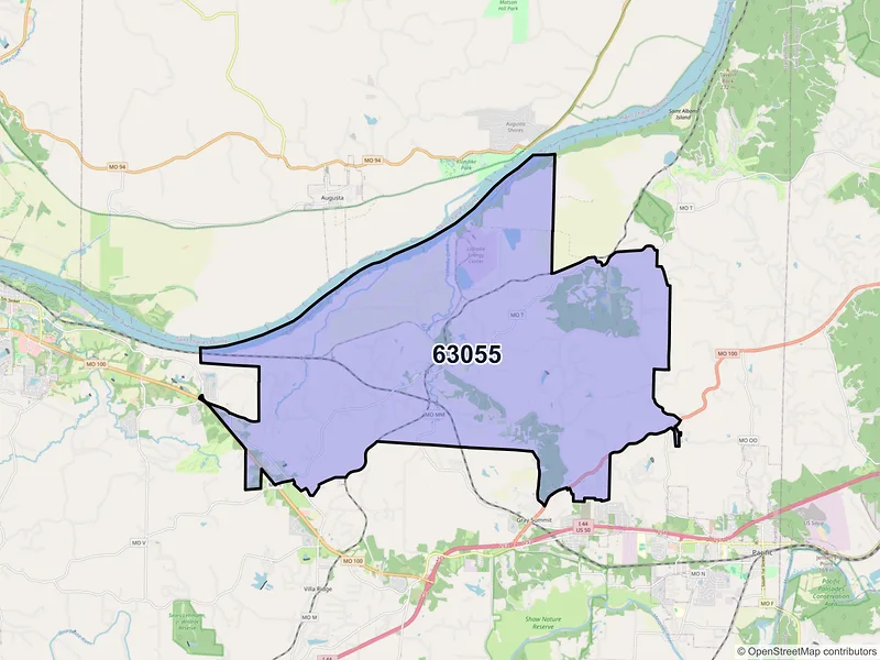 Map of Labadie, Missouri and ZIP codes