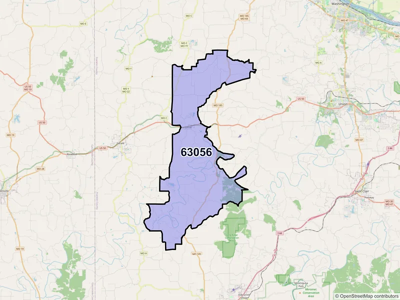 Map of ZIP Code 63056 — Leslie, MO