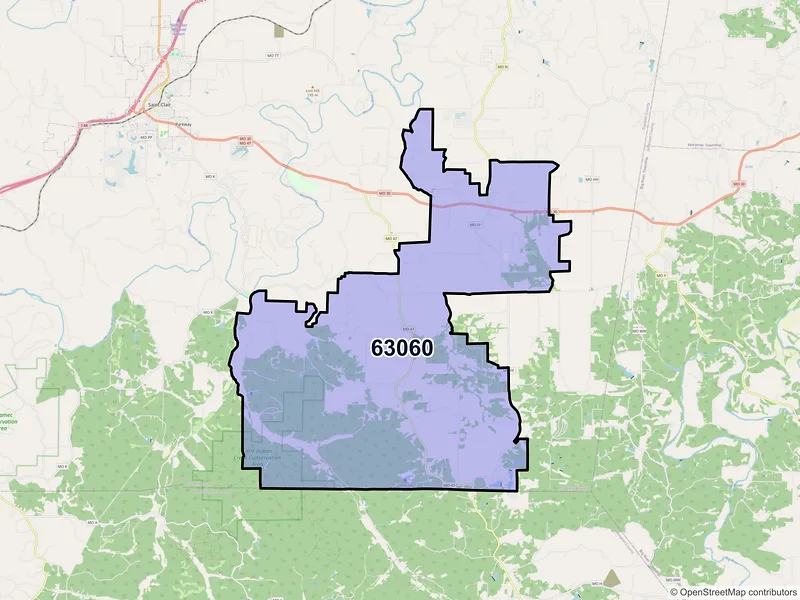 Map of ZIP Code 63060 — Lonedell, MO
