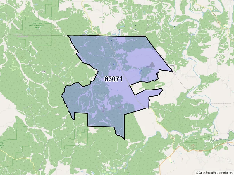 Map of ZIP Code 63071 — Richwoods, MO