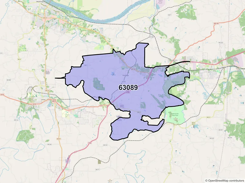 Map of ZIP Code 63089 — Villa Ridge, MO