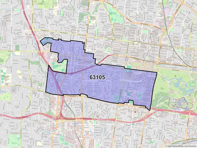 Map of ZIP Code 63105 — Saint Louis, MO