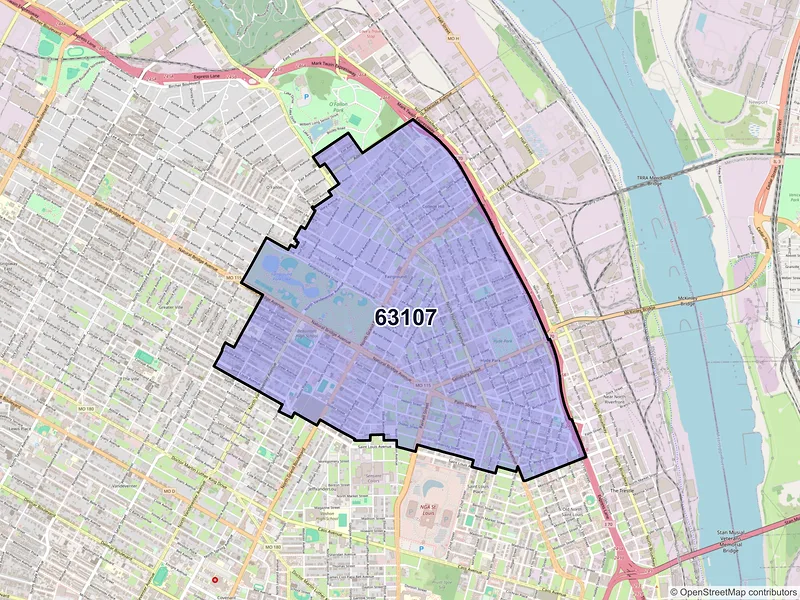 Map of ZIP Code 63107 — Saint Louis, MO