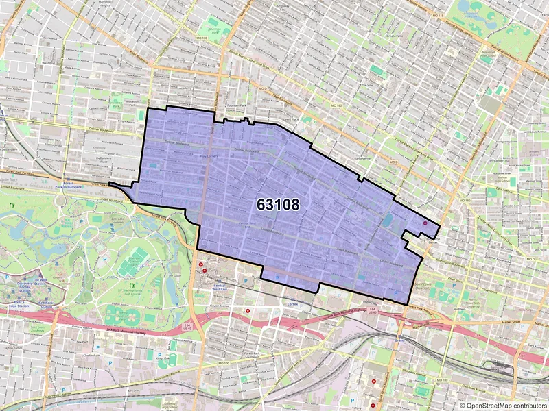 Map of ZIP Code 63108 — Saint Louis, MO