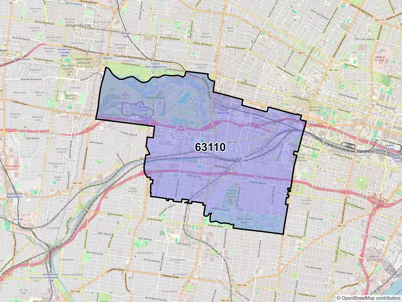 Map of ZIP Code 63110 — Saint Louis, MO