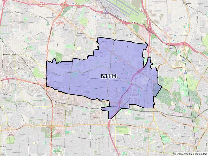 Map of ZIP Code 63114 — Saint Louis, MO