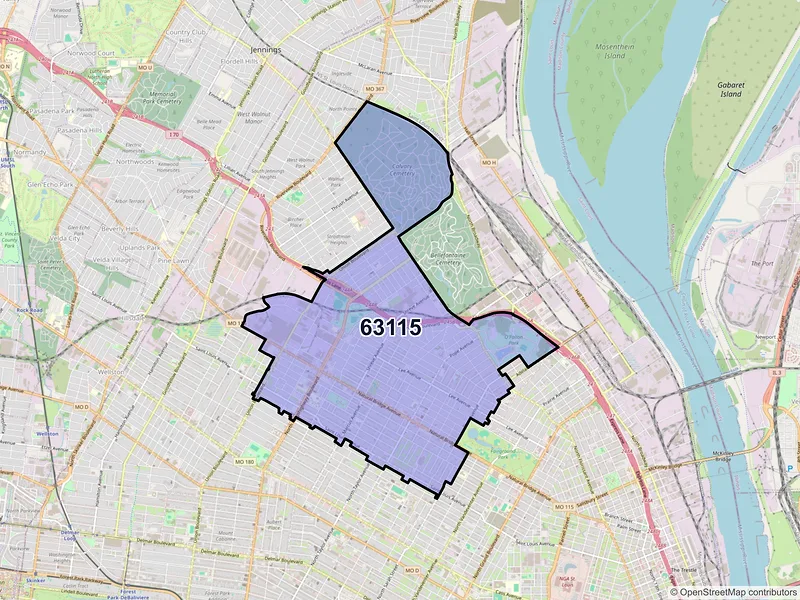 Map of ZIP Code 63115 — Saint Louis, MO