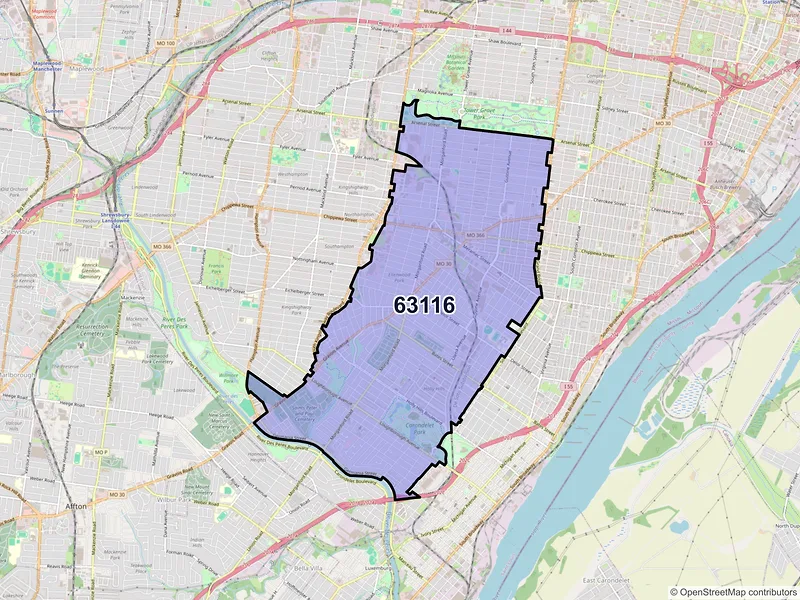 Map of ZIP Code 63116 — Saint Louis, MO