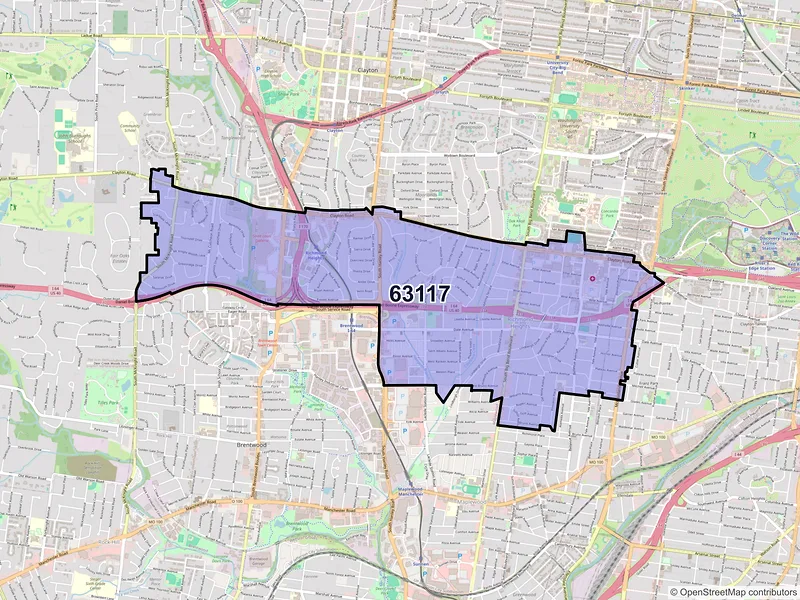 Map of ZIP Code 63117 — Saint Louis, MO