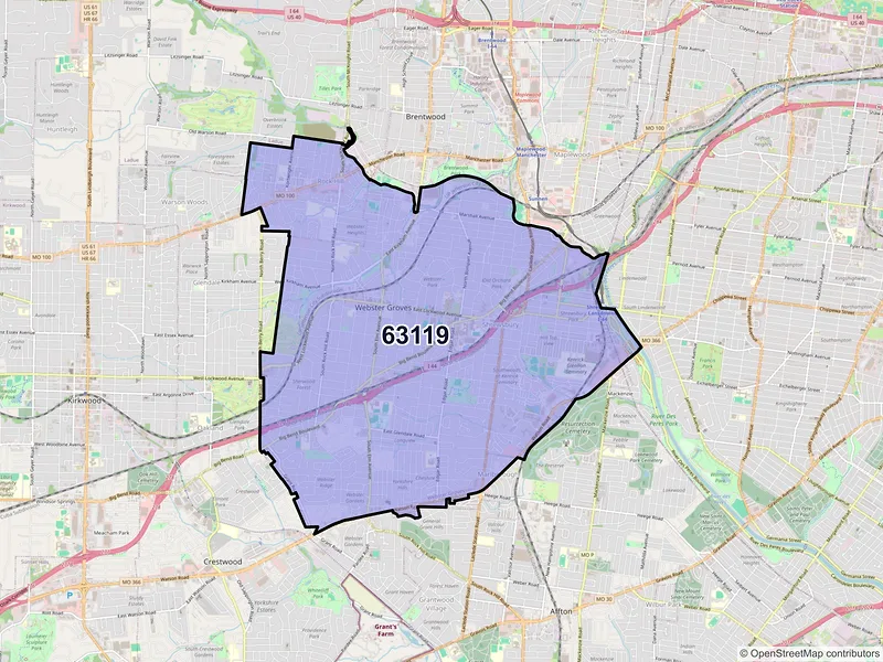 Map of ZIP Code 63119 — Saint Louis, MO