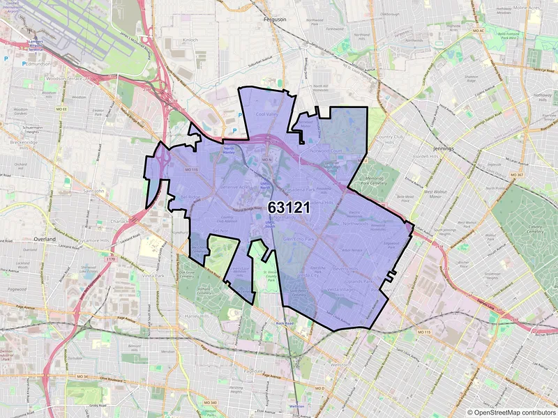 Map of ZIP Code 63121 — Saint Louis, MO
