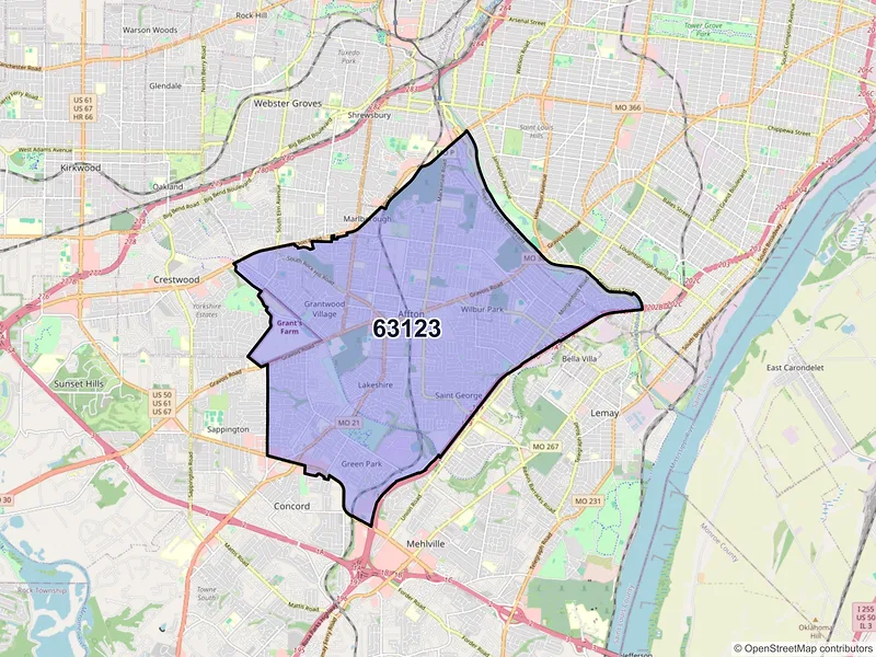 Map of ZIP Code 63123 — Saint Louis, MO