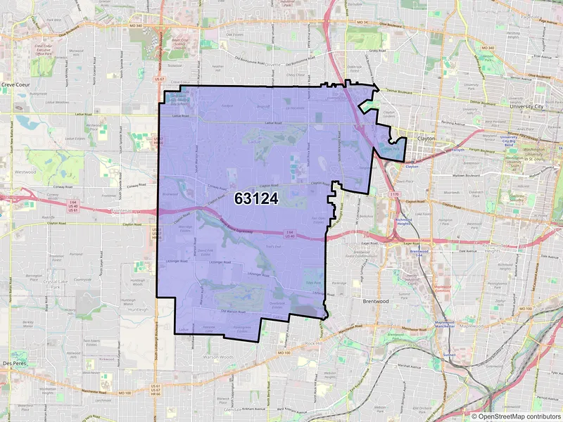Map of ZIP Code 63124 — Saint Louis, MO