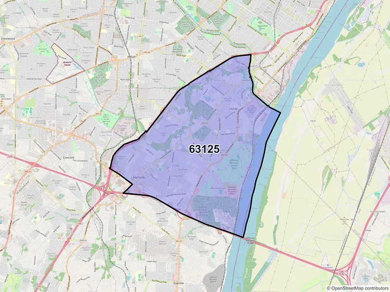 Map of ZIP Code 63125 — Saint Louis, MO