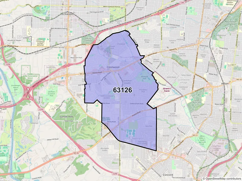 Map of ZIP Code 63126 — Saint Louis, MO