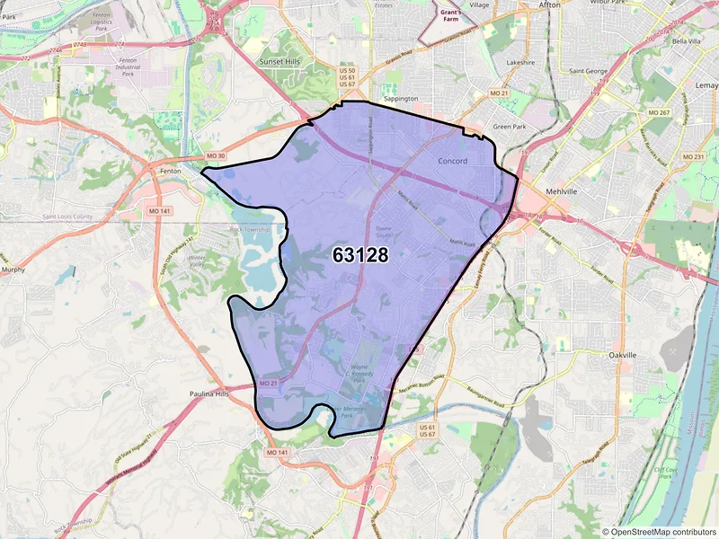 Map of ZIP Code 63128 — Saint Louis, MO