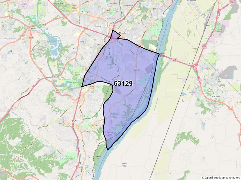 Map of ZIP Code 63129 — Saint Louis, MO
