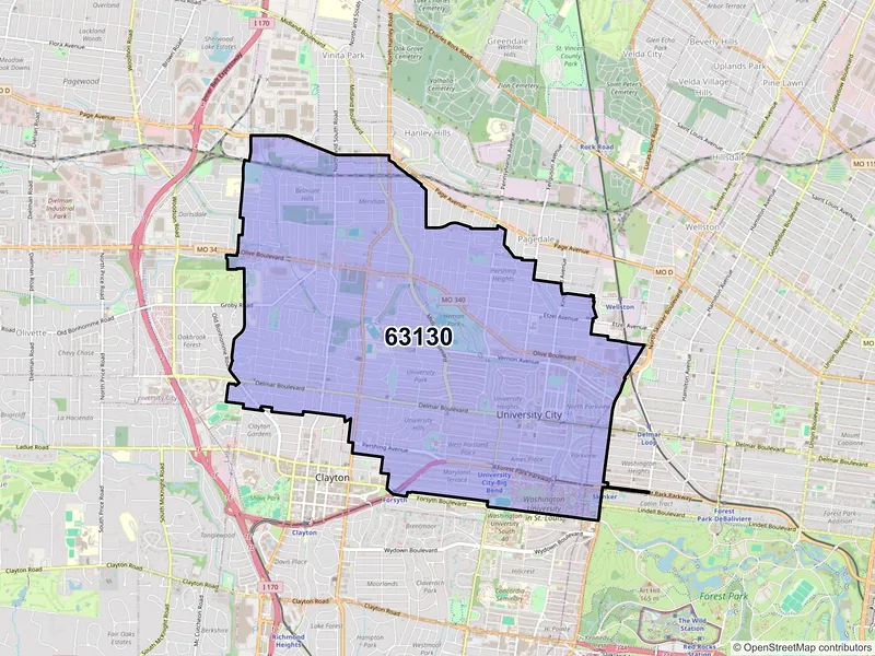 Map of ZIP Code 63130 — Saint Louis, MO