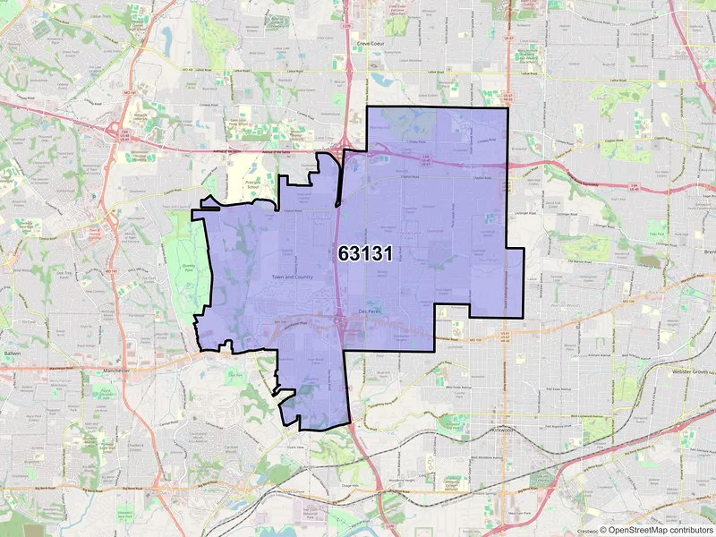 Map of ZIP Code 63131 — Saint Louis, MO