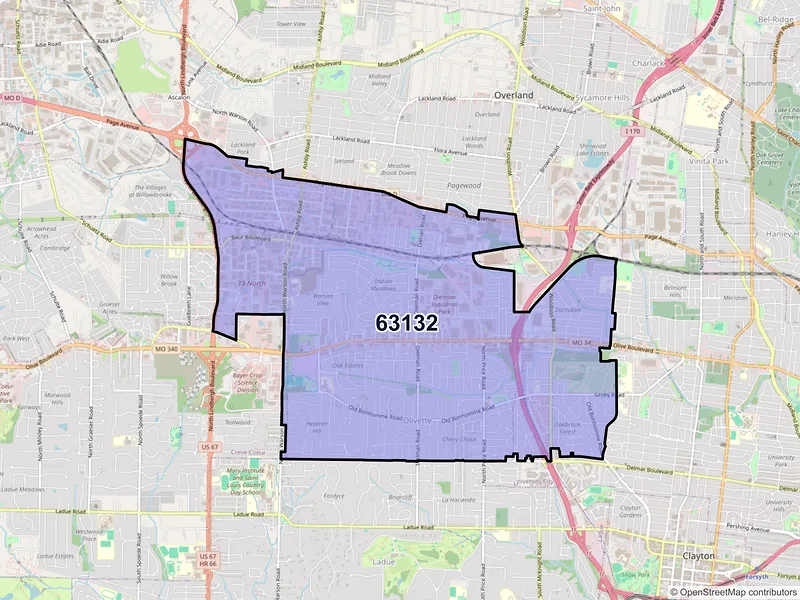 Map of ZIP Code 63132 — Saint Louis, MO