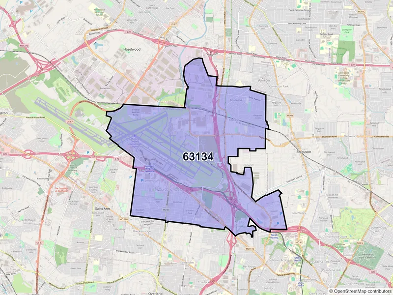 Map of ZIP Code 63134 — Saint Louis, MO