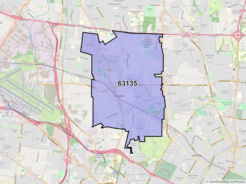Map of ZIP Code 63135 — Saint Louis, MO