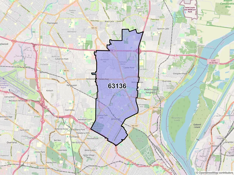 Map of ZIP Code 63136 — Saint Louis, MO