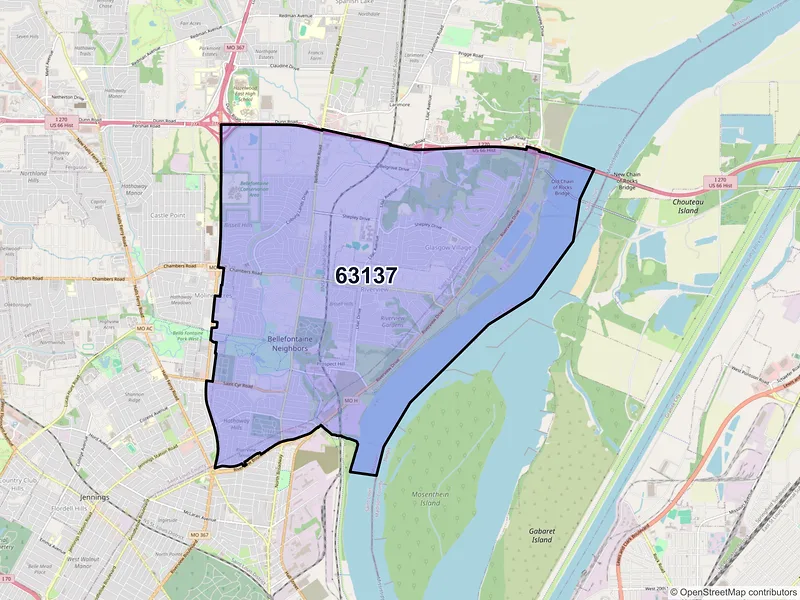 Map of ZIP Code 63137 — Saint Louis, MO