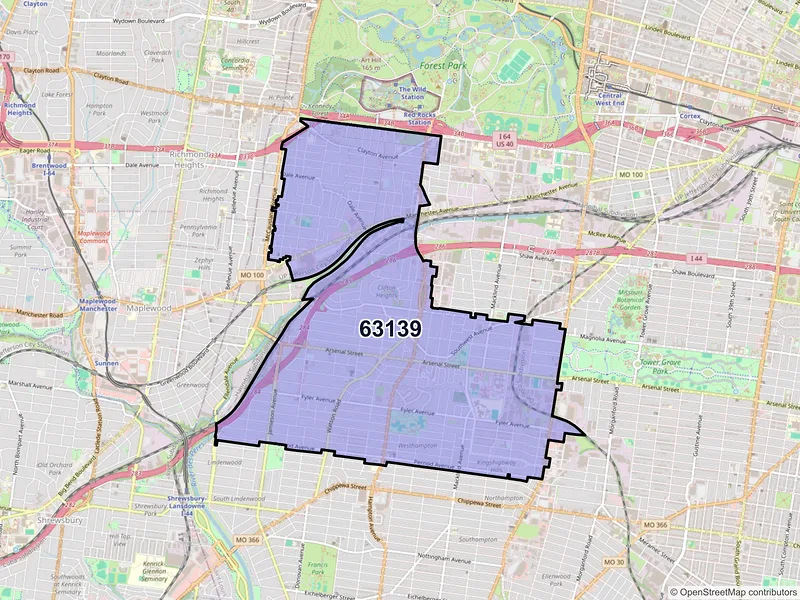Map of ZIP Code 63139 — Saint Louis, MO