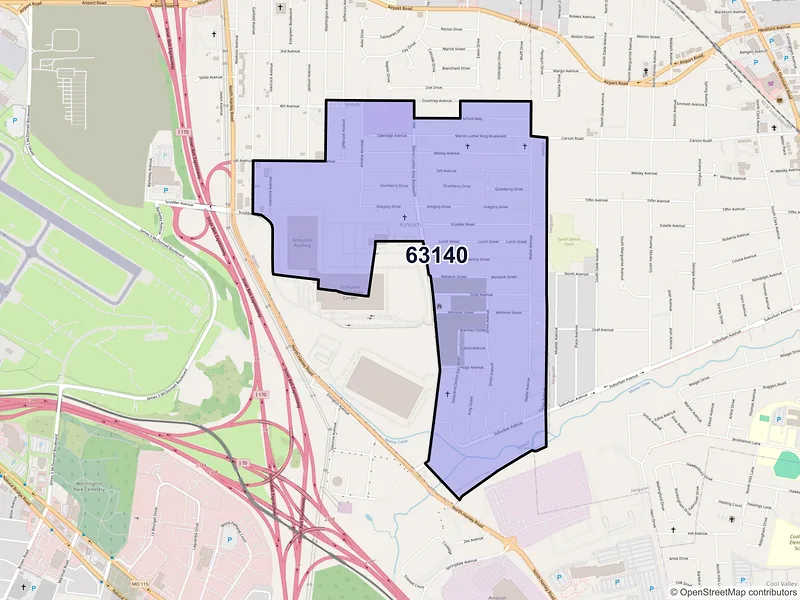 Map of ZIP Code 63140 — Saint Louis, MO