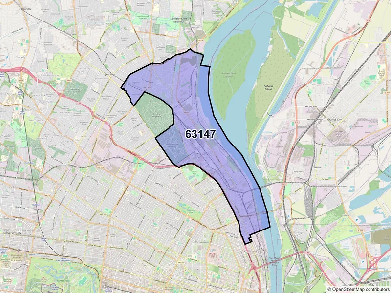 Map of ZIP Code 63147 — Saint Louis, MO