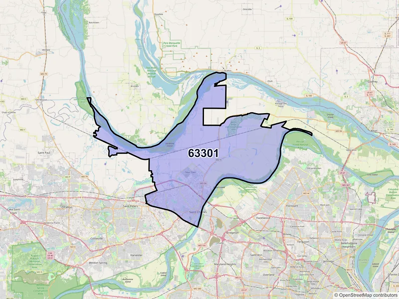Map of ZIP Code 63301 — Saint Charles, MO