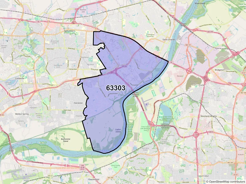 Map of ZIP Code 63303 — Saint Charles, MO