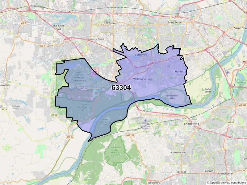Map of ZIP Code 63304 — Saint Charles, MO