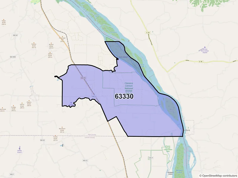 Map of ZIP Code 63330 — Annada, MO