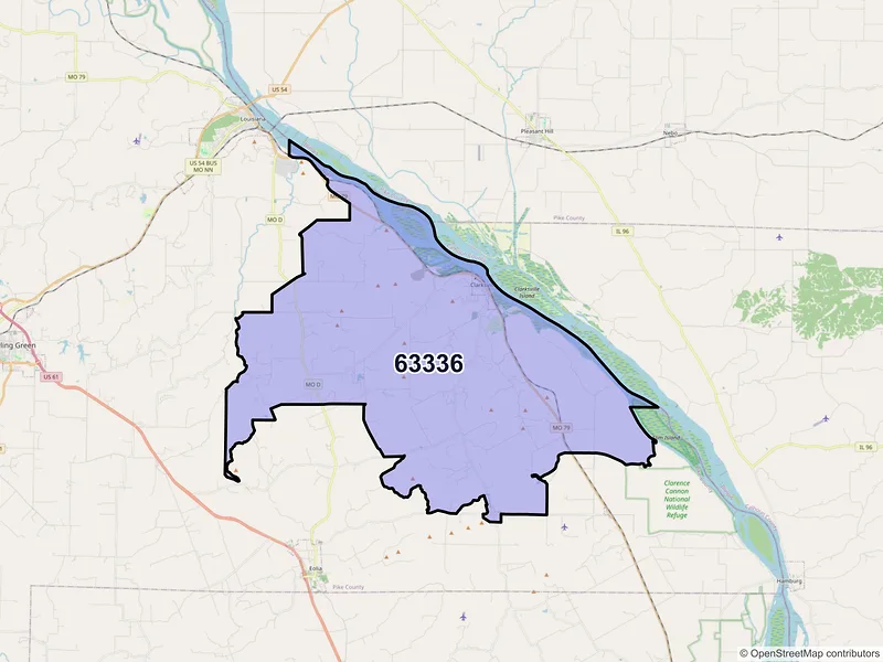 Map of ZIP Code 63336 — Clarksville, MO