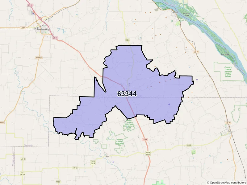 Map of Eolia, Missouri and ZIP codes