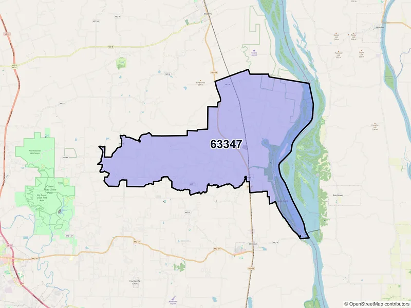 Map of ZIP Code 63347 — Foley, MO