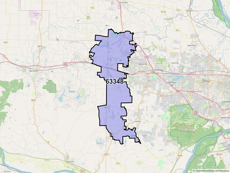 Map of ZIP Code 63348 — Foristell, MO