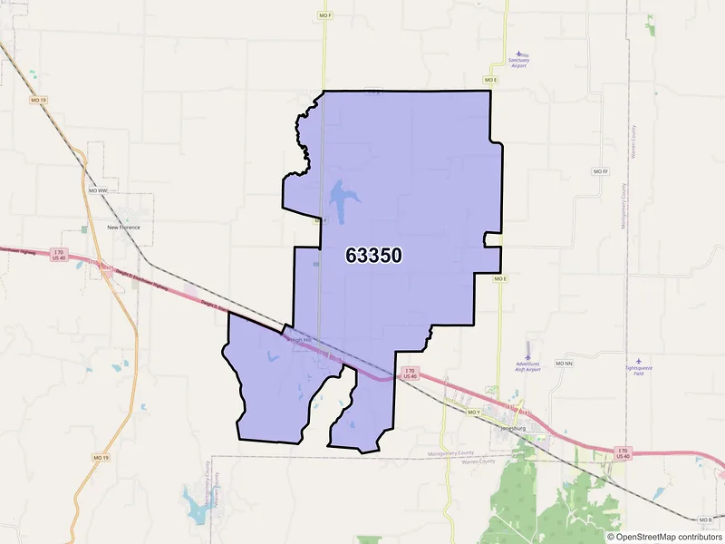 Map of ZIP Code 63350 — High Hill, MO