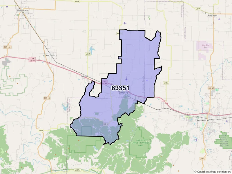 Map of ZIP Code 63351 — Jonesburg, MO