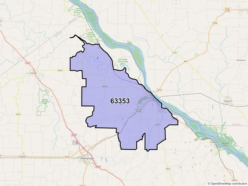 Map of ZIP Code 63353 — Louisiana, MO