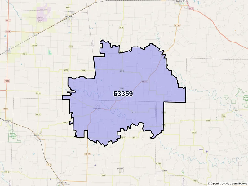 Map of ZIP Code 63359 — Middletown, MO