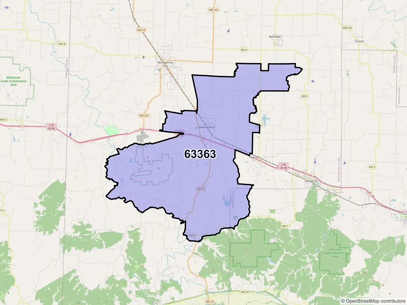 Map of ZIP Code 63363 — New Florence, MO