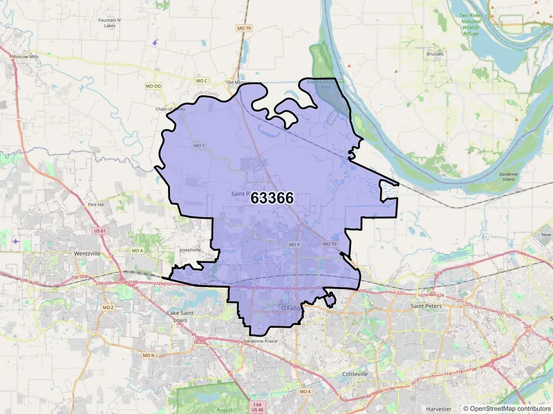 Map of ZIP Code 63366 — O Fallon, MO