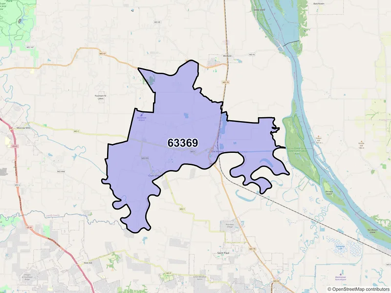 Map of Old Monroe, Missouri and ZIP codes