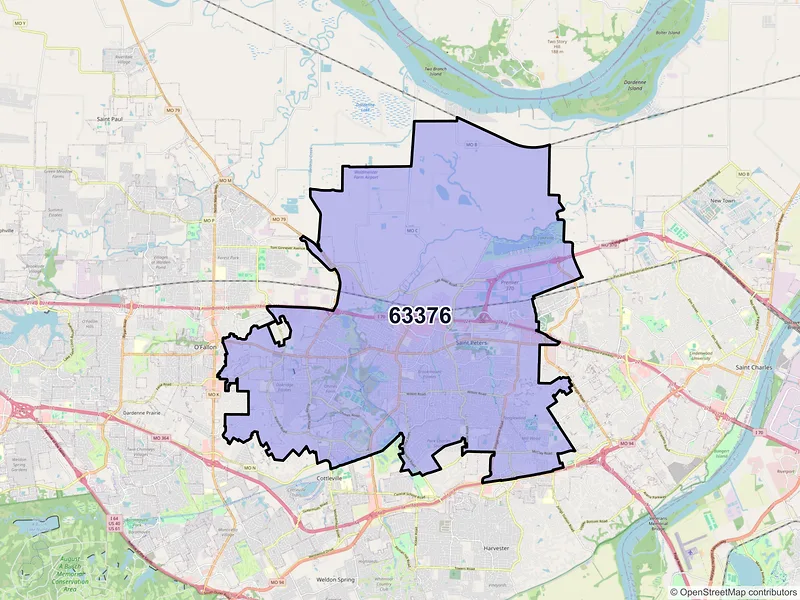 Map of ZIP Code 63376 — Saint Peters, MO