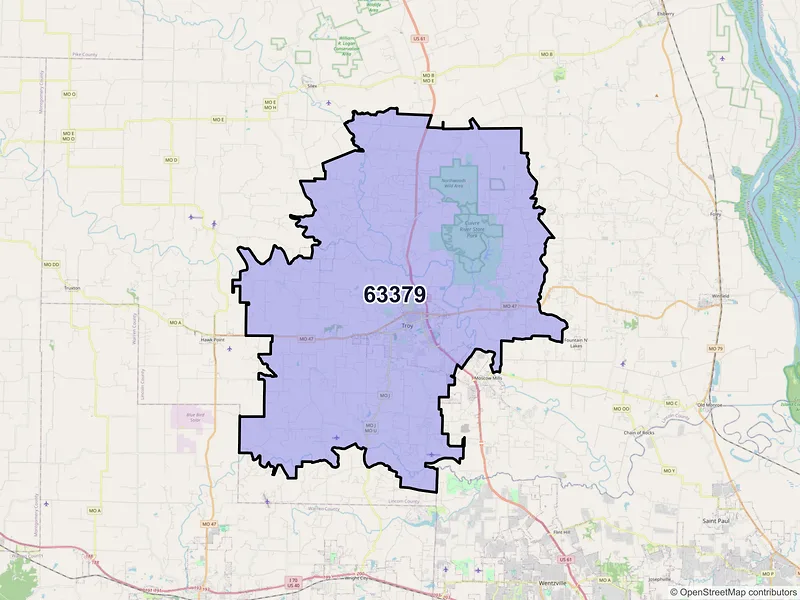 Map of ZIP Code 63379 — Troy, MO
