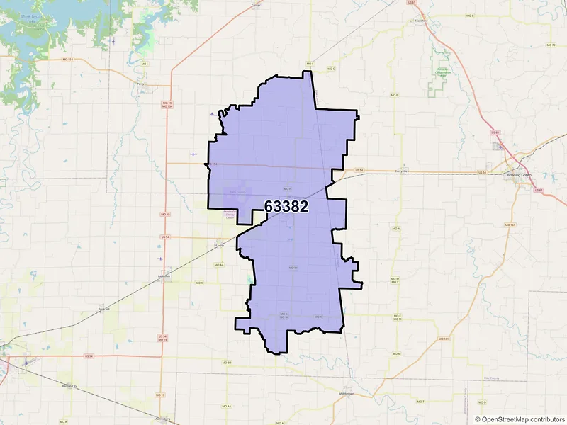 Map of ZIP Code 63382 — Vandalia, MO