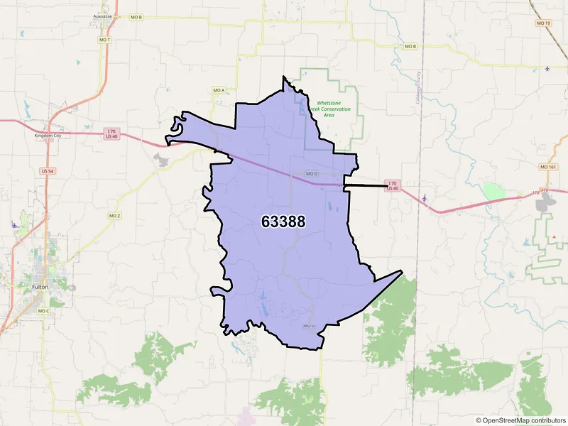 Map of ZIP Code 63388 — Williamsburg, MO